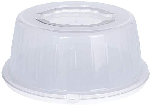 Large Round Plastic Cake Storage Box with Lid Cupcake Caddy Carrier Container (White)