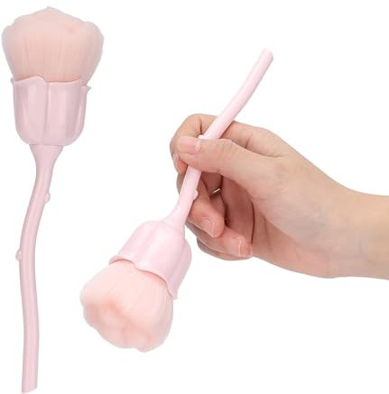 Rosa a forma di pennello Nail art polvere, morbida fibra di nylon pennello pulizia unghie pennello blush per Manicure trucco quotidiano (rosa chiaro)