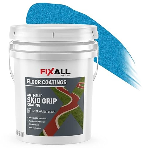 FIXALL Skid Grip Anti-Slip Coating, 5 Gallons, Cobalt, Exceeds ADA Standards, Ideal for Safety Areas, Slip-Resistant Pavement, Cement & Concrete Paint