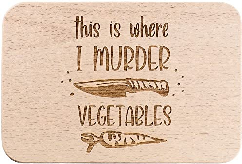 Spruchreif | Frühstücksbrettchen aus Holz | Brotzeitbrett mit Gravur | Geschenke Vegetarier | Geschenke Veganer | Frühstücksbrettchen mit Gravur | This is where I murder my Vegetables