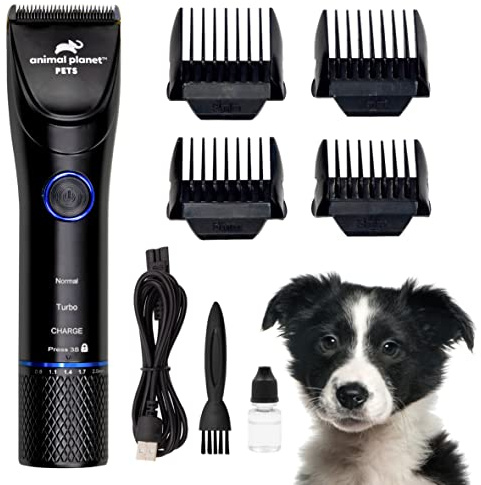 Animal Planet 59549 Two Speed Cordless Pet Grooming Clippers and Accessories Set/Rechargeable Dog & Cat Fur Trimmer/High Precision Low Noise Shaver