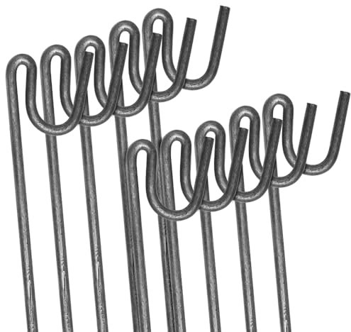 ANSIO Fencing Pin 1.2m Long 8mm Thick Steel Fencing Pins Road Pins Non-Galvanised Metal Pins for Temporary Outdoor Garden Decking & Fencing (10 Pack)