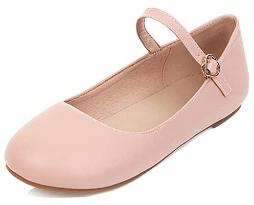 Femme Ballerines Plates Bout Rond Escarpins Confort Boucle Chaussures Plates Mary Jane, 18690Rhx Rose Taille 45 EU