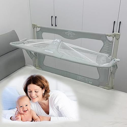 3-in-1-Babywiege, Nachtbett, tragbares Kinderbett und Bettgitter für gemeinsam schlafende Babys, Hebezaun an der Bettseite mit einstellbarer Höhe, einfach zu montieren, stationäre Babywiege, Nachttisc