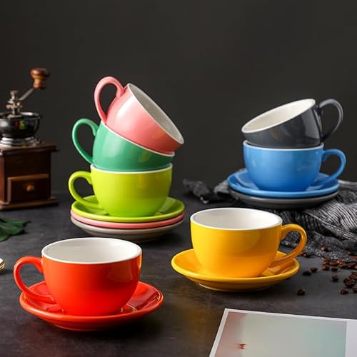 Service à Café 350ml Latte Tasses En Céramique Tasse À Café Et Soucoupe Ensemble Poterie Petit Déjeuner Lait Tasse Après-Midi Tasse À Thé Tasses À Eau En Porcelaine Porcelaine Anglaise ( Color : Cyan