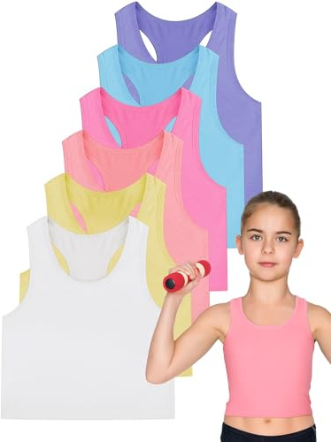 Geyoga 6 Stück Crop Top Mädchen Tanz Ärmelloses Crop Tank