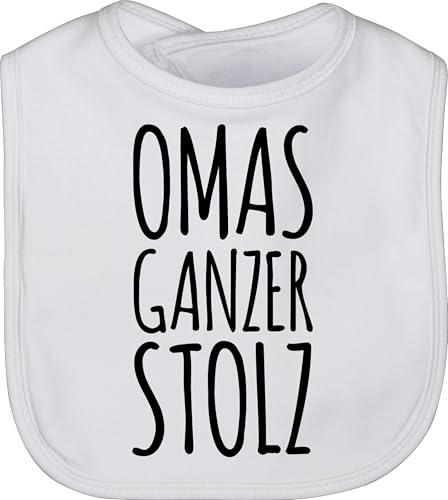 Baby Lätzchen - Mädchen & Junge - Omas ganzer Stolz - Unisize - Weiß - geschenke zur geburt sachen für neugeborene oma latz mit sprüchen grandma kinderlätzchen enkelkind kinderlatz liebling