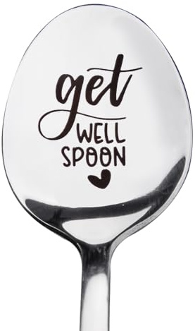 Get Well Soon Spoon Gifts for Women Men Best Friend Cheer Up Recovery Gifts Spoon for Bestie BFF Encouragement Inspirational Gifts for Daughter Son Birthday Christmas Gifts for Coffee Tea Lovers