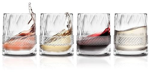 Bicchieri tumbler in cristallo della collezione Elite da 350 ml, senza piombo, vetro tagliato, design trasparente, bicchieri eleganti per la casa, ristoranti (4 Pc Set)