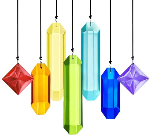 HDCRYSTALGIFTS 7pcs Prisms Crystal Suncatchers for Windows Hanging Rainbow Maker Sun Catchers with Crystals Indoor Outdoor Home Garden Decor
