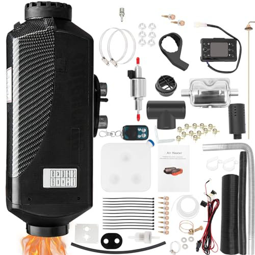 Riscaldatore portatile a gasolio da 5 kW, riscaldatore ad aria a gasolio tutto in uno da 12 V con monitor LCD e telecomando, riscaldamento rapido per autobus, furgoni, barche, camion, camper, roulot