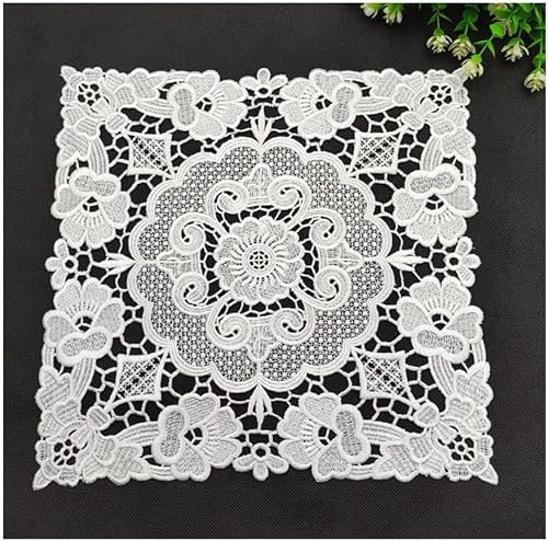 Codulu Tovagliette da tavola in pizzo centrini sottobicchieri quadrati in pizzo ricamato all'uncinetto tovaglia per fai da te stoviglie per matrimoni decorazione cuscino 1PCS-A
