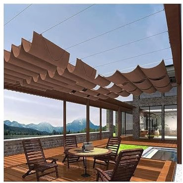 Retractable Pergola Canopy for Outdoor Deck Garden Patio Customizable Shade Cover for Sun Protection and Decoration 1.1x15M Size Waterproof Awning Sail
