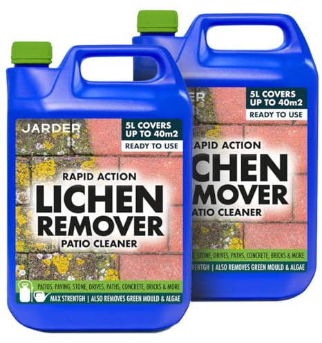 Jarder Rapid Action Ultra Powerful Lichen Remover 2 x 5L – Removes Lichen, Black Spot, White Spot, Dirt, Grime, Algae, Mould, and More - Safe on All Stone Types