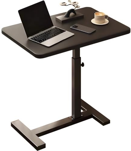 NUACOS Betttisch auf Rollen, Bett Tabletttisch C Form Höhenverstellbar, Bett Tisch Anhebbarer Bed Table, Beistelltisch für Haus, Krankenhaus,Schwarz