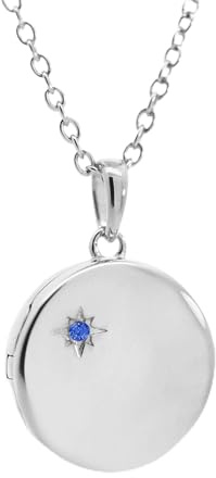 Medaillon Kette Mädchen mit Geburtsstein Silber 925 / Gold vergoldet | Kinder Medaillon zum Öffnen für Bilder personalisiert, Foto Upload Service & Gravur, Schmuck Geschenk Tochter Geburtstag