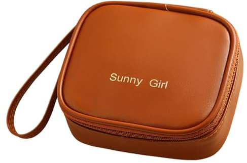 Bolsa para compresas sanitarias, bolsa de almacenamiento de servilletas sanitarias, bolsa portátil para períodos, con cremallera, de piel sintética, femenina, para viajes, impermeable, soporte para