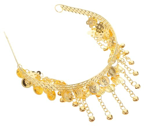 FRCOLOR Diadema Dorada para Danza del Vientre Adornos de Campana en Metal, Cómoda para Presentaciones en Escenario y Rutinas de Danza