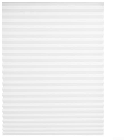 Volakebeing Selbstklebende Plissee-Verdunkelungsvorhänge, Vlies, schnurlos, einfach zu installieren, kein Bohren, temporäre Papierschattierungen für Zuhause, Schlafzimmer, Küche, Badezimmer (weiß, 60