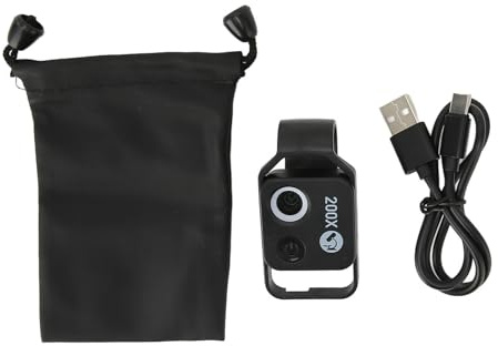 Ejoyous Microscopio 200X, Microscopio Compacto LED para Teléfono Móvil con Revestimiento Múltiple para Fotografía Al Aire Libre (Negro con CPL)