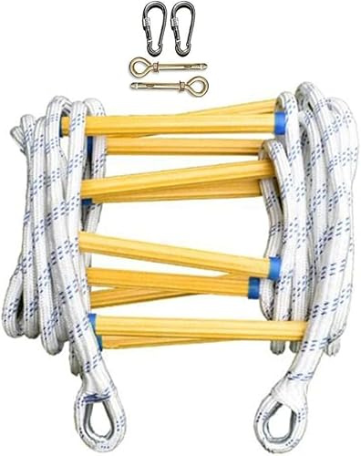 KjoiDWz Escalera de Seguridad for evacuación de 2 a 10 Pisos, Escalera de Cuerda, Escalera de Escape contra Incendios, Escalera de Rescate ignífuga con Ganchos(10m/33ft)