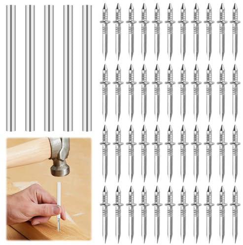 Lot de 500 Clous de Plinthe à Double Tête Sans Couture pour Plinthe, Clou À Double Tête, Ligne De Pied Clous Sans Marques Vis de Sécurité Invisibles, avec 5 Outil de Manchon, pour Tapissier, Placages