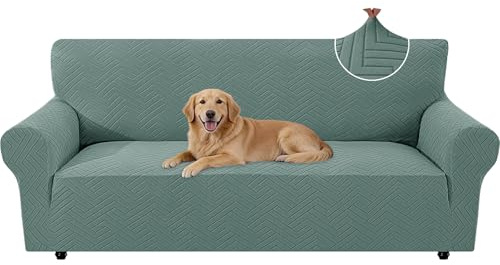 CYCMACO Stretch Sofaüberzug 3 Sitzer, Sofabezug rutschfest Mit Armlehnen, Universal Sofa Überzug Durable, Moderne Kratzfester Sofa Cover, Waschbare Sofaüberzug Für Wohnzimmer, Hellgrün