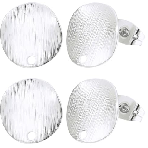 Beebeecraft 1 scatola Da 20 pezzi di Orecchini A Perno con Anello 925 perni per Orecchini A Perno Rotondi Piatti Irregolari Placcati In Argento Sterling con Fori per La Creazione di Gioielli Pendenti.
