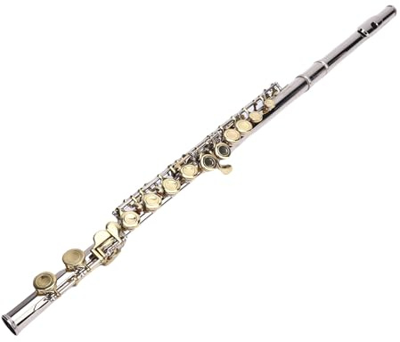 Luocute 16-Tasten-Flöte mit Geschlossenem Loch, Kupfernickel-C-Flöteninstrument mit Downcut-Diagonalansatz und Versetzter G-Taste für Anfänger und Fortgeschrittene, mit Reinigungstuch