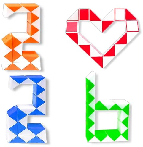 BAUCH 4 Stücke 24 Blöcke Magische Schlangen Würfel, 3D Puzzle Magische Schlange Spielzeug,Mini Puzzle Würfel Spielzeug,Fördert Kreativität & Motorik Kindertagsgeschenke
