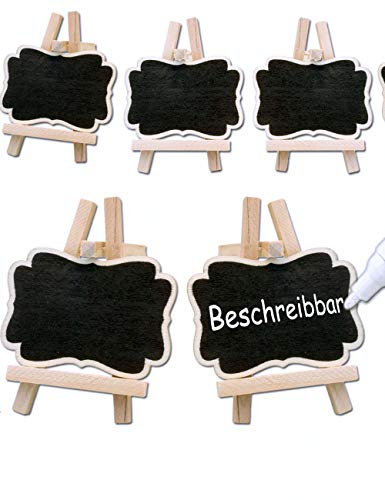 HOMETOOLS.EU® - 6X Klassische Holz-Tafel Tisch-Aufsteller, Vintage Landhaus, 9x7cm, 6er Set
