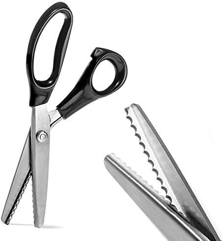 Dentadas Tijeras, Tijeras de Sastre, de Acero Inoxidable Serrado y Borde Festoneado Cuchillas, Profesional Costura Craft Corte, Tailor Zig-zag Herramienta, Tela Decoración de Agarre Suave Mano