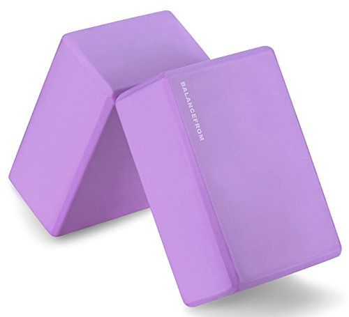 Fitvids Set of 2 High Density Yoga Blocks, 9x6x4 Each, Pair (Purple)
