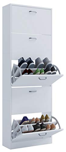 VCM Wooden shelf tipper shoe rack shoe cabinet 5 flaps Sipos XL Wooden shelf tipper shoe rack shoe cabinet 5 flaps Sipos XL White