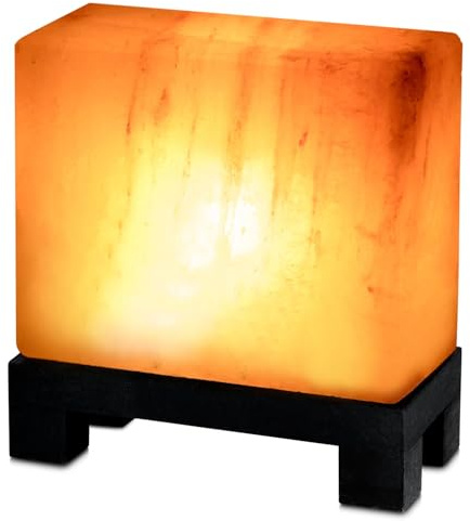 UMAID Himalayan Salt Lamp Rectangle, Natural Pink Rock Lamp on Modern Wood Base with Night Light Bulb and Dimmable Cord, Unique Home Decor, Zen Gifts, Perfect for Spa and Meditation Accessories