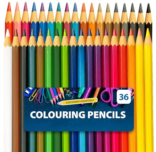 SOL 36 Colouring Pencils, Assorted Colouring Pencils for Children & Adults with a Wide Colour Range, Break-Resistant Artist Drawing Tools for Arts & Crafts, Rich Vibrant Hue that Blend Smoothly