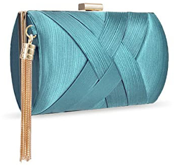 zebrum Womens Evening Clutch Bag Designer Evening Handbag,Lady Party Clutch Purse, Great Gift Choice (Elegant Tassel-Lake Blue)