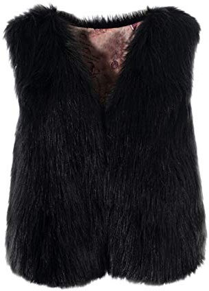 Kanpola Damen Winterjacke Weste Kunstpelz Mäntel ÄRmellose Kurz PlüSchjacke Pelzmantel mit Knöpfen Winter Warme Pelzweste Felljacke Elegant Outerwear Slim Fit Oberteile Tops