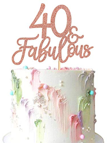 3Pcs 40 & Fabulous Cake Toppers 40 and Fabulous Cake Toppers for Happy 40th Birthday Cheers to 40 Party Decorations 40 Anniversary Birthday Cake Decorations Supplies