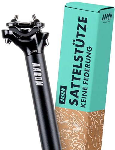 AARON Post Sattelstütze mit 27,2 mm Durchmesser, Aluminium Sattelrohr mit 350 mm Länge, Stütze für Cityrad, Trekkingrad, Tourenrad und Mountainbike mit Skala in Schwarz