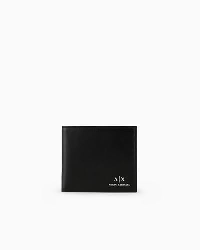 Armani Exchange Billetera para Hombre, Lisa, con Logotipo Impreso, Color Negro, Negro, Talla única
