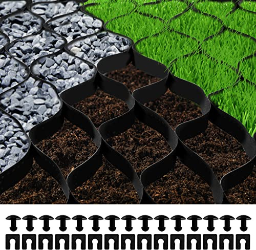VEVOR Ground Grid 27 ft x 4 ft, 1885 lbs per Sq Ft Load Geo Grid, 2 Depth Permeable Stabilization System for DIY Patio, Walkway, Shed Base, Light Vehicle Driveway, Parking Lot, Grass, and Gravel