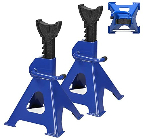 YouseaHome 3 Tonne Axle Jack Stands, 2 PCS Axle Stands 2 Ton Adjustable Steel Axle Jack Stands Heavy Duty Car Caravan Van Vehicle Stand Lifting Tool