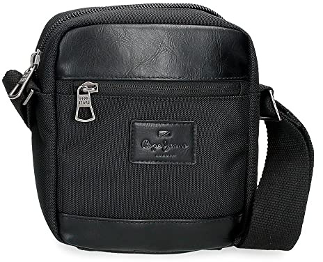 Pepe Jeans Sander Bandolera Negro 15x19,5x6 cms Poliéster con detalles en Piel Sintética