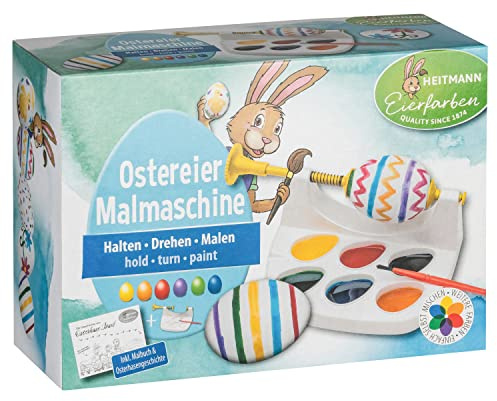 Heitmann Eierfarben Easter Egg Painting Machine, 6 Egg Colours (Yellow, Orange, Red, Purple, Green, Blue) AZO-Free - Includes Colouring Book