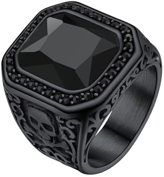 Richsteel Anello con Sigillo Quadrato in onice Sintetica, per Uomo e Donna, in Acciaio Inox, con Confezione Regalo Onice