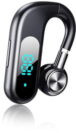 Xmenha Casque à Conduction Osseuse, Stéréo Bluetooth 5.3 sans Fil à Conduction Osseuse Écouteurs avec Micro Écran numérique LED pour Conduite,Angle réglable à 360 Degré Écouteur Petit Portable Noir