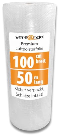 versando Premium film à bulles 50m x 1m expédition, emballage, déménagement papier bulle rouleau à deux couches