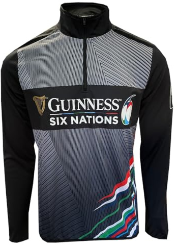 Guinness Six Nations Rugby 1/4 Zip Performance Top (XL) Black, Schwarz