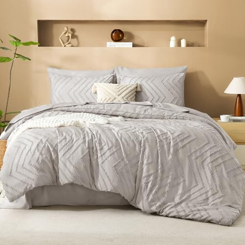 Litanika Linen Full Size Comforter Set with Sheets - 7 Pieces Bed in a Bag Full Boho Tufted Complete Bedding Sets with Comforter, Sheets, Pillowcases & Shams